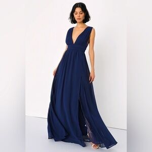 LULU’S Heavenly Hues Navy Blue Maxi Dress S